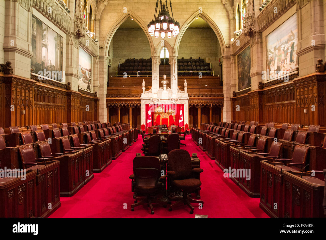 The Senate chamber in Parliament hill in Ottawa, Ont., on April 29, 2012. Stock Photo