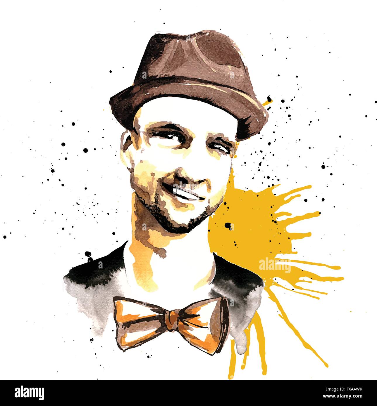 Man, fedora hat, Stock Vector Images - Alamy