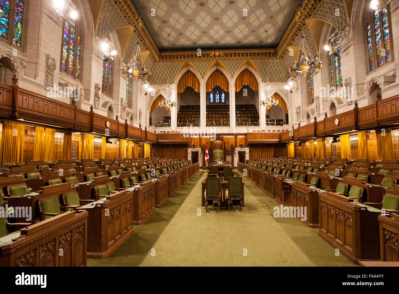 The House of Commons inside Parliament hill in Ottawa, Ont., on April 29, 2012. Stock Photo