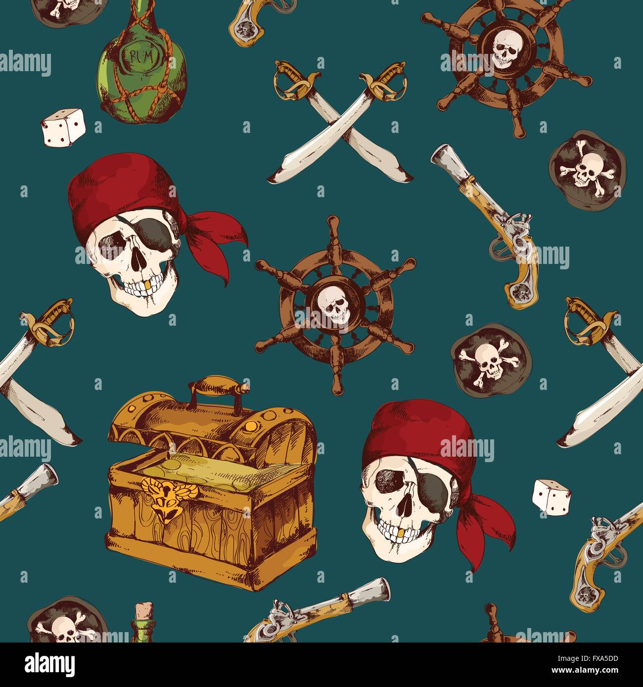 Pirates seamless pattern Stock Vector Image Art Alamy