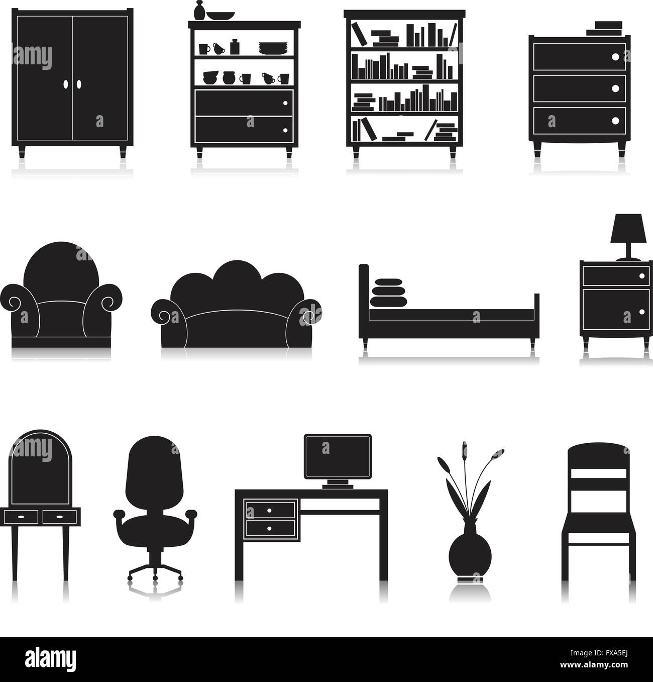 Furniture Icons Black Stock Vector Image & Art - Alamy