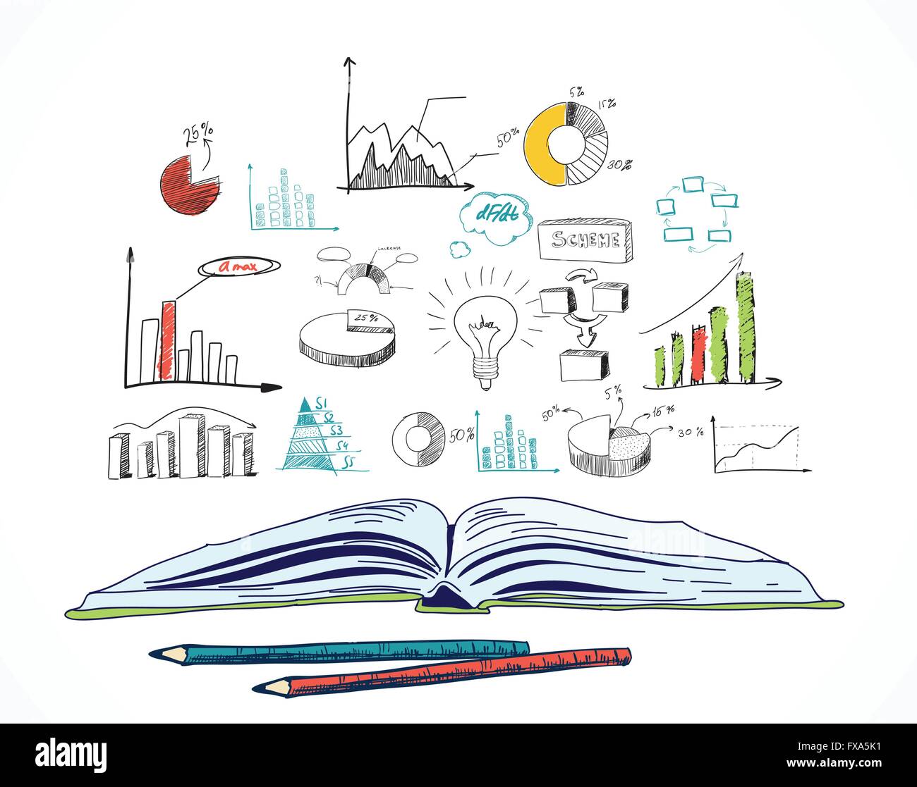 Open notebook office supplies Stock Vector Images - Alamy