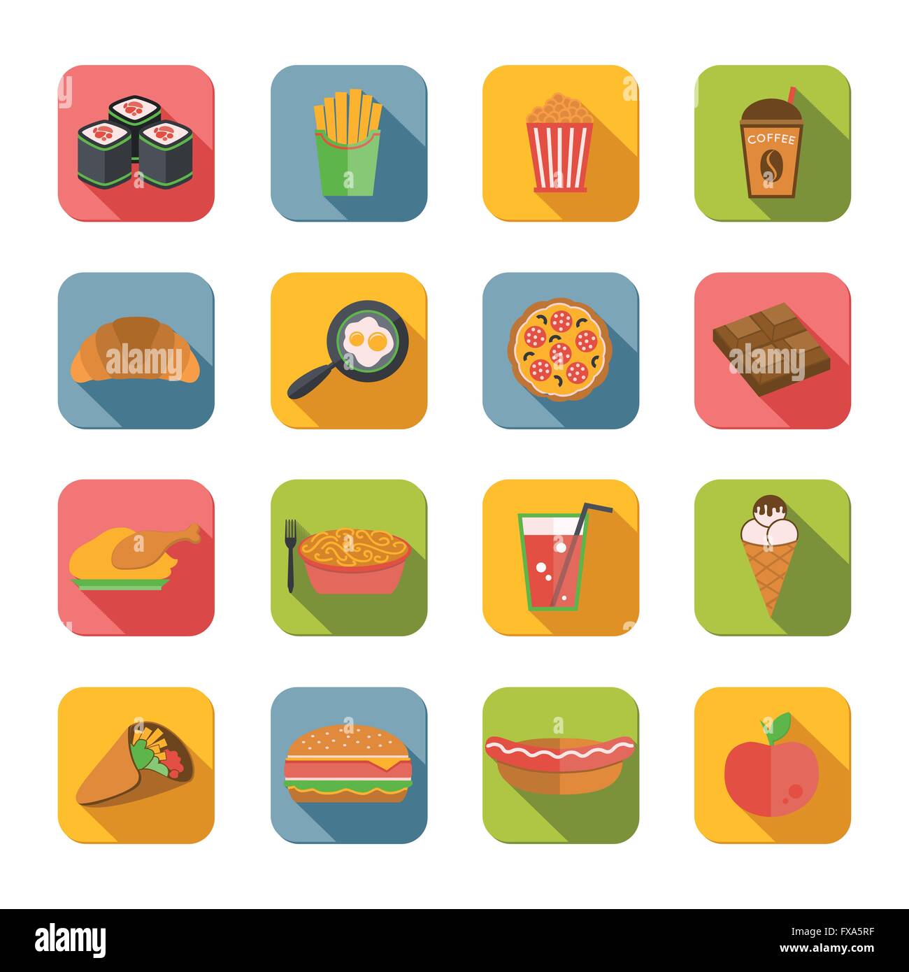 Fast Food Icons Flat Stock Vector Image & Art - Alamy