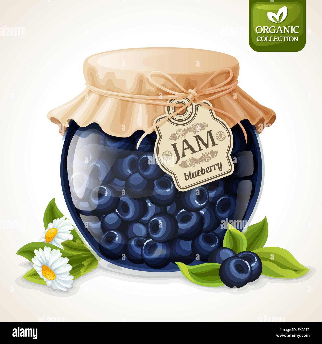 Blueberry jam glass Stock Vector