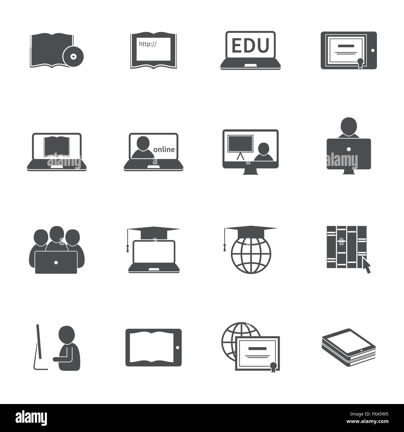 Online Education Icon Set Stock Vector Image & Art - Alamy