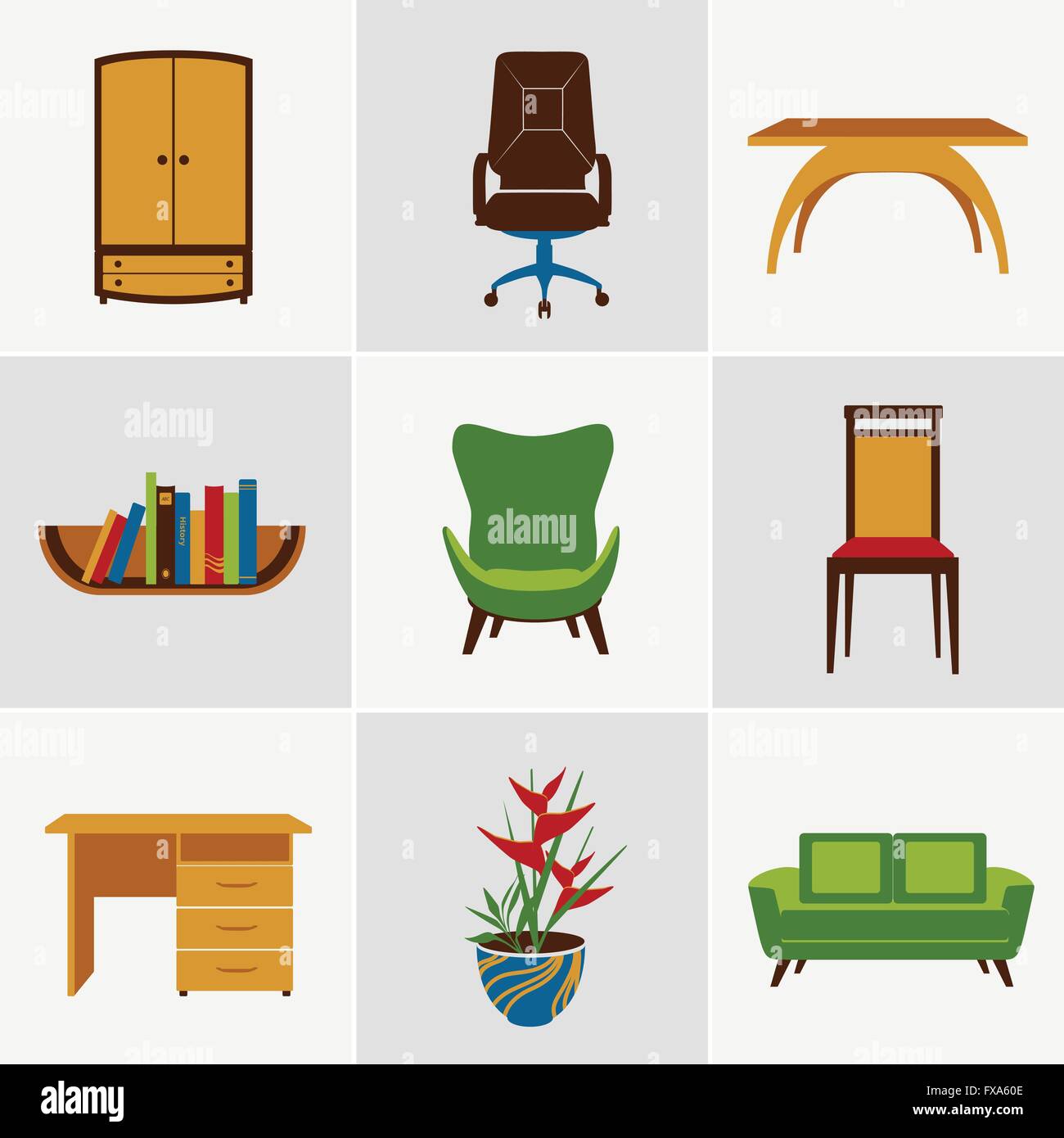 Furniture flat icons Stock Vector Image & Art - Alamy