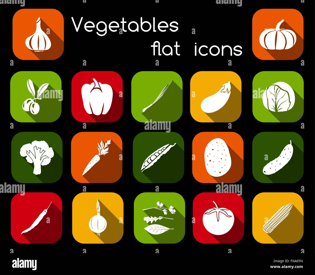 Vegetables Flat Icons Stock Vector Image & Art - Alamy