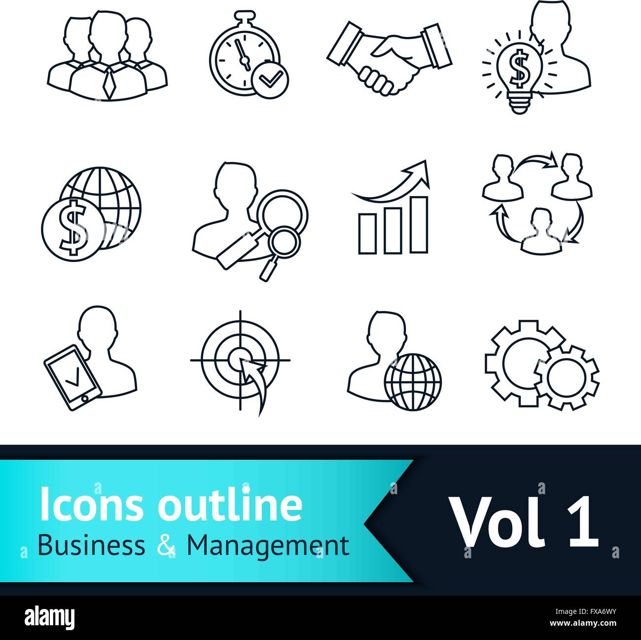 Business and management icons outline Stock Vector Image & Art - Alamy