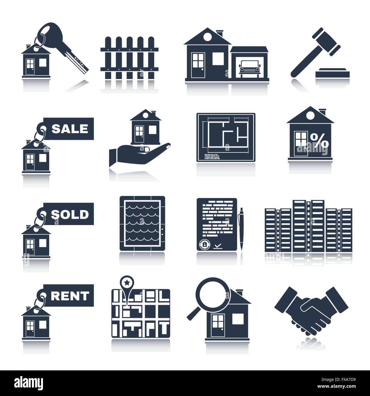 Real Estate Black Icons Stock Vector Image & Art - Alamy