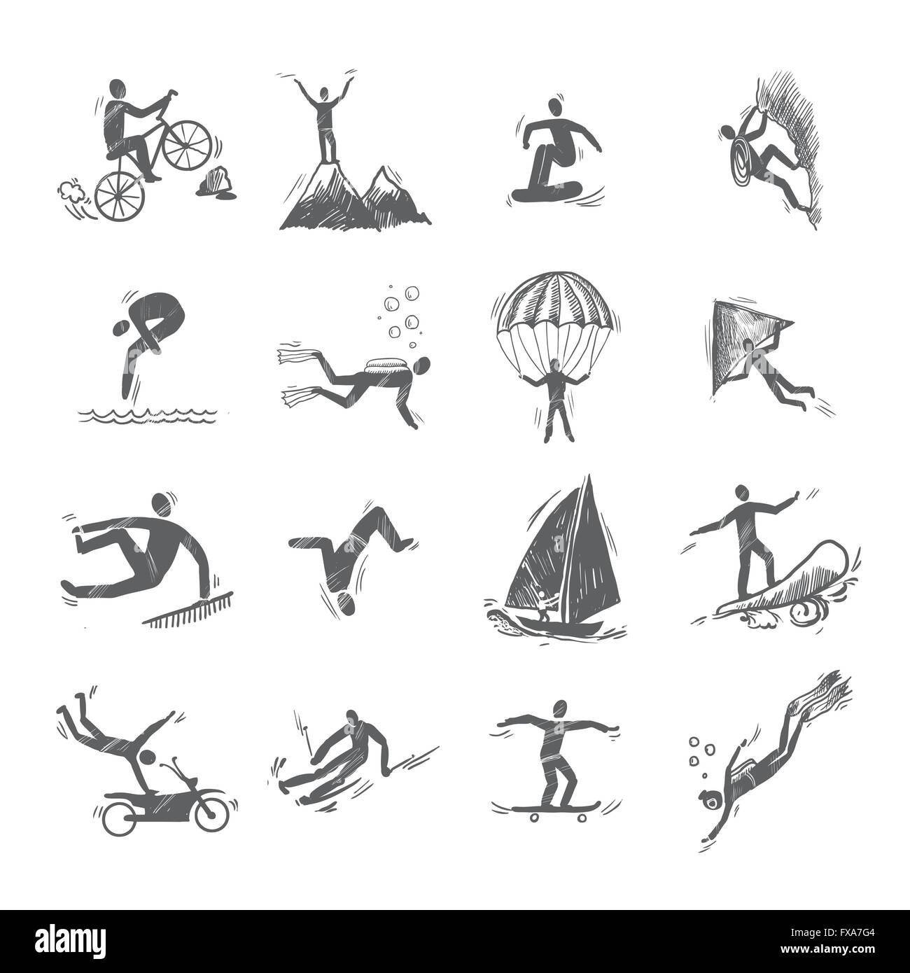 Extreme Sports Icons Sketch Stock Vector Image & Art - Alamy