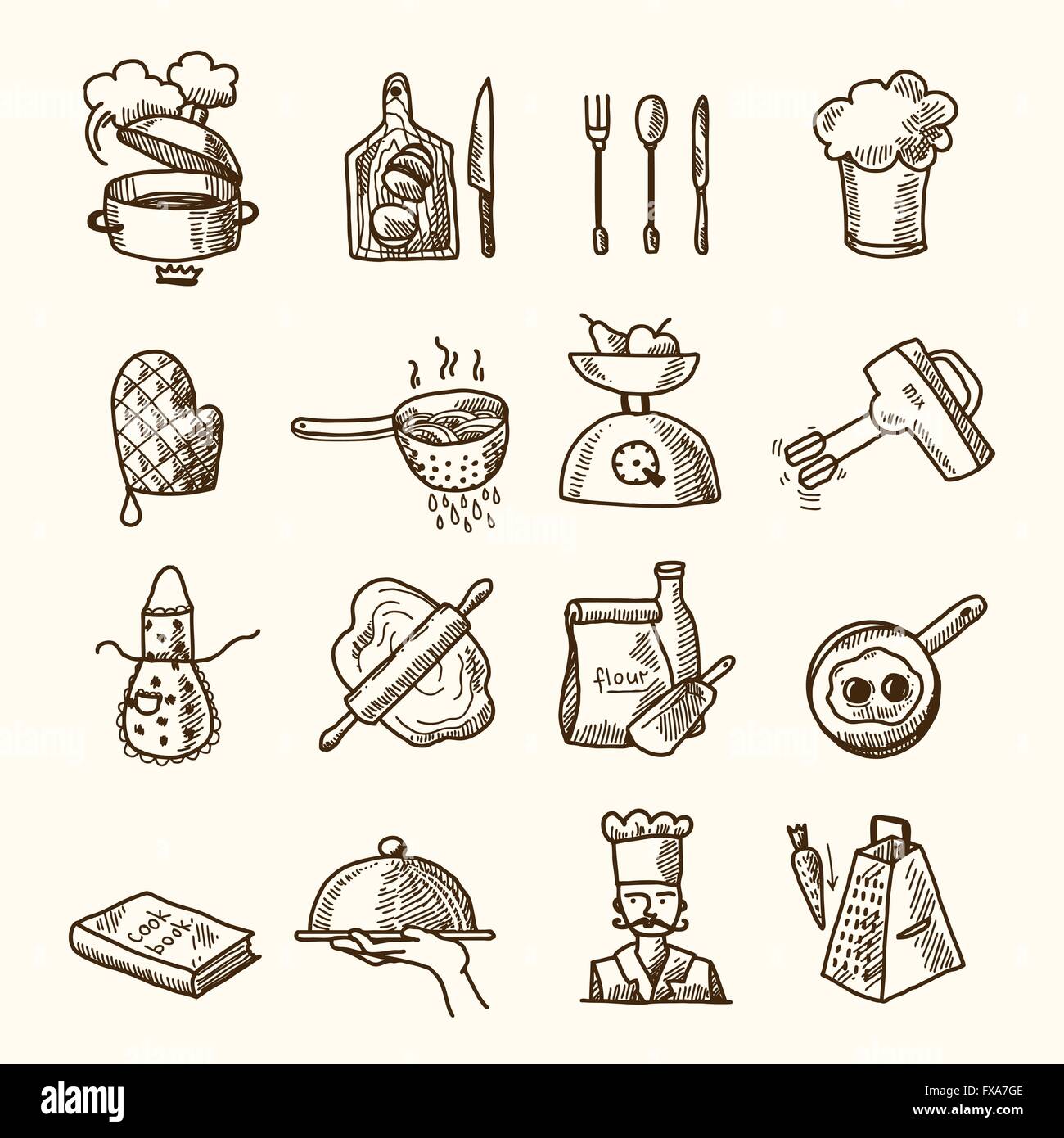 Cooking icons sketch Stock Vector Image & Art - Alamy