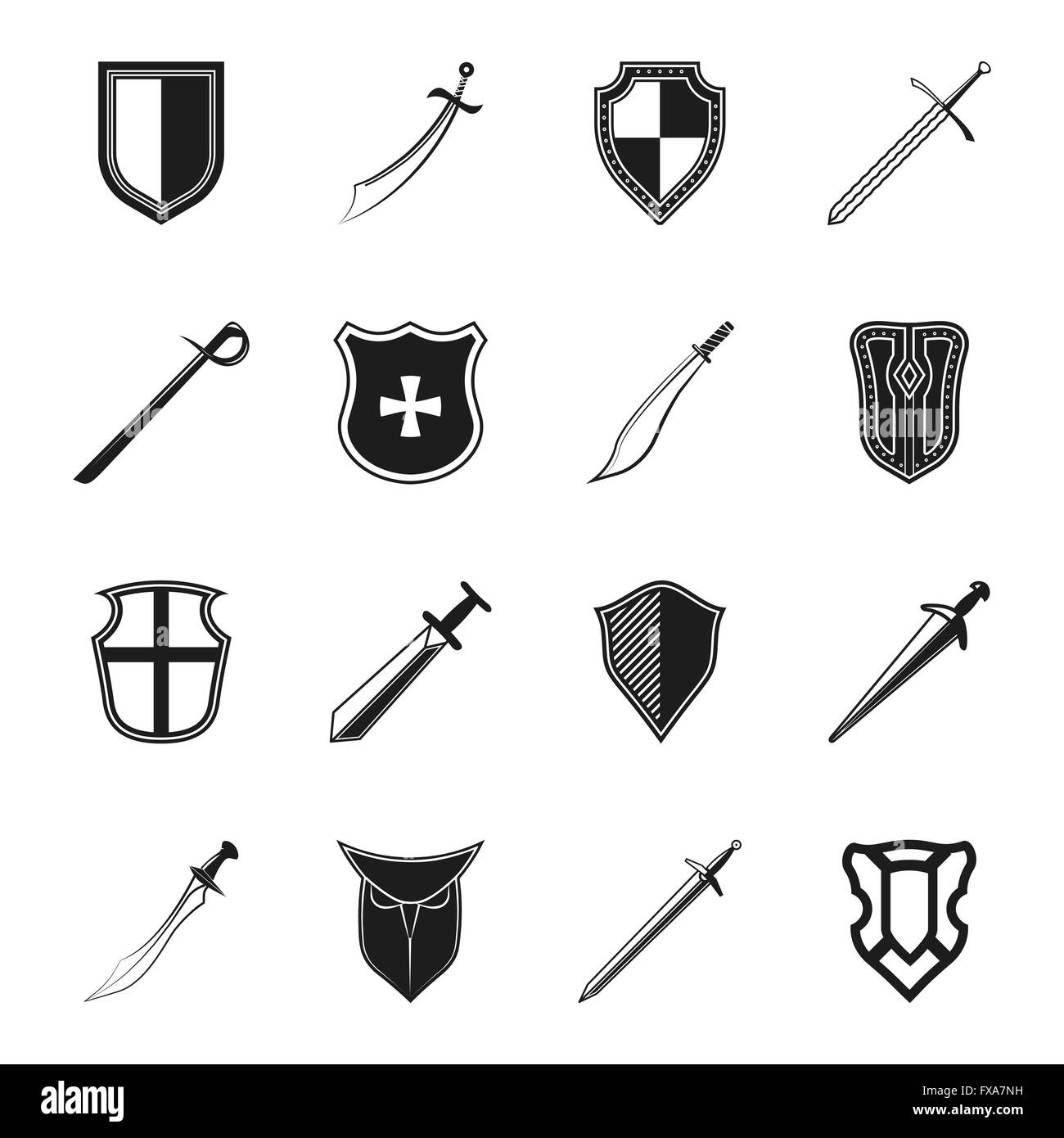 Sword and shield icons set Stock Vector Image & Art Alamy