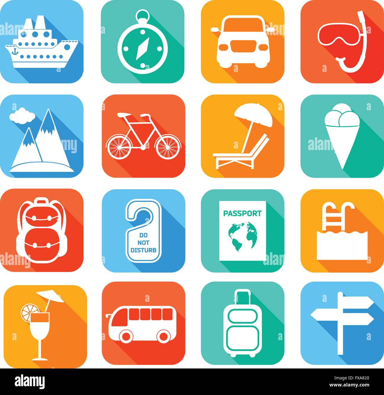 Travel Flat Icons Set Stock Vector Image & Art - Alamy