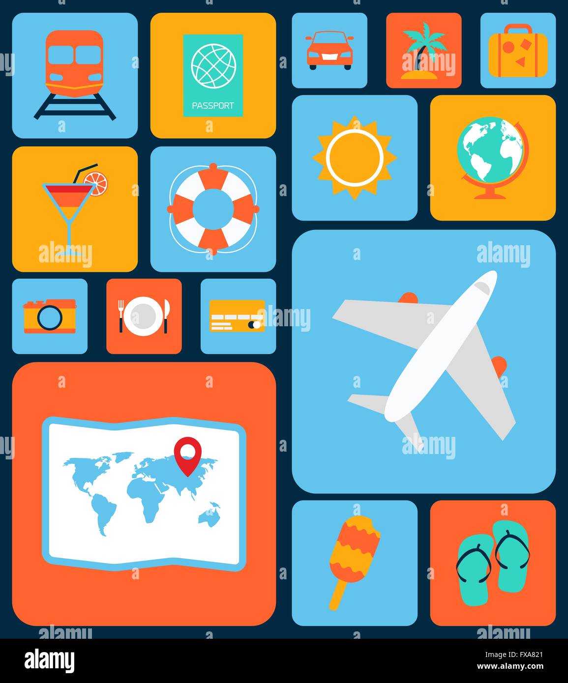 Travel icons flat set Stock Vector Image & Art - Alamy