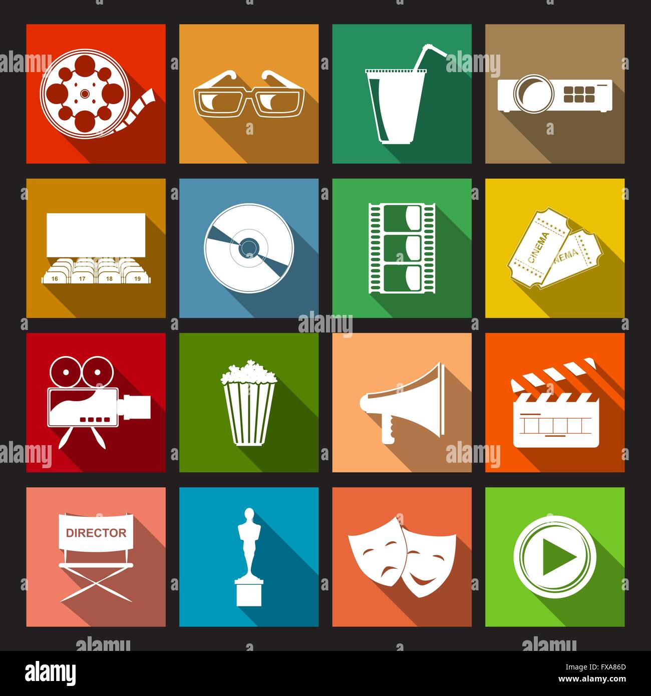 Cinema Icons Flat Stock Vector Image & Art - Alamy