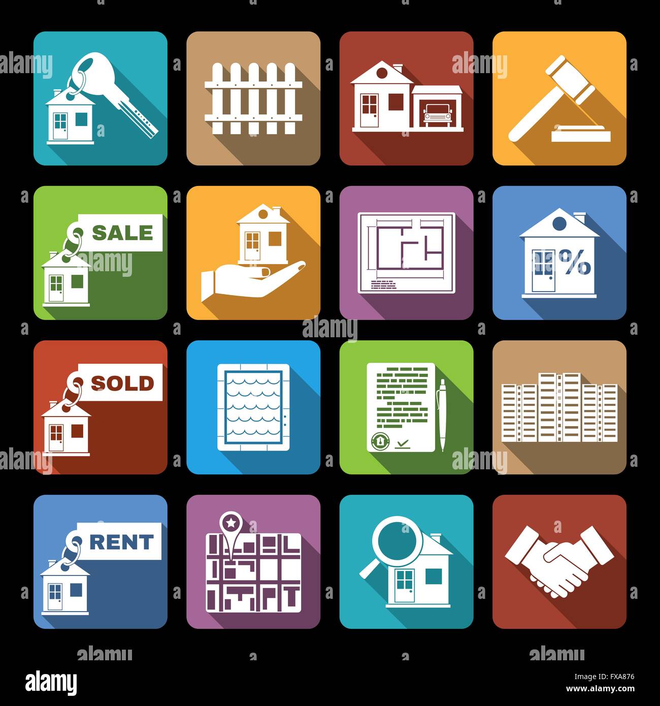 Real estate icons flat Stock Vector Image & Art - Alamy