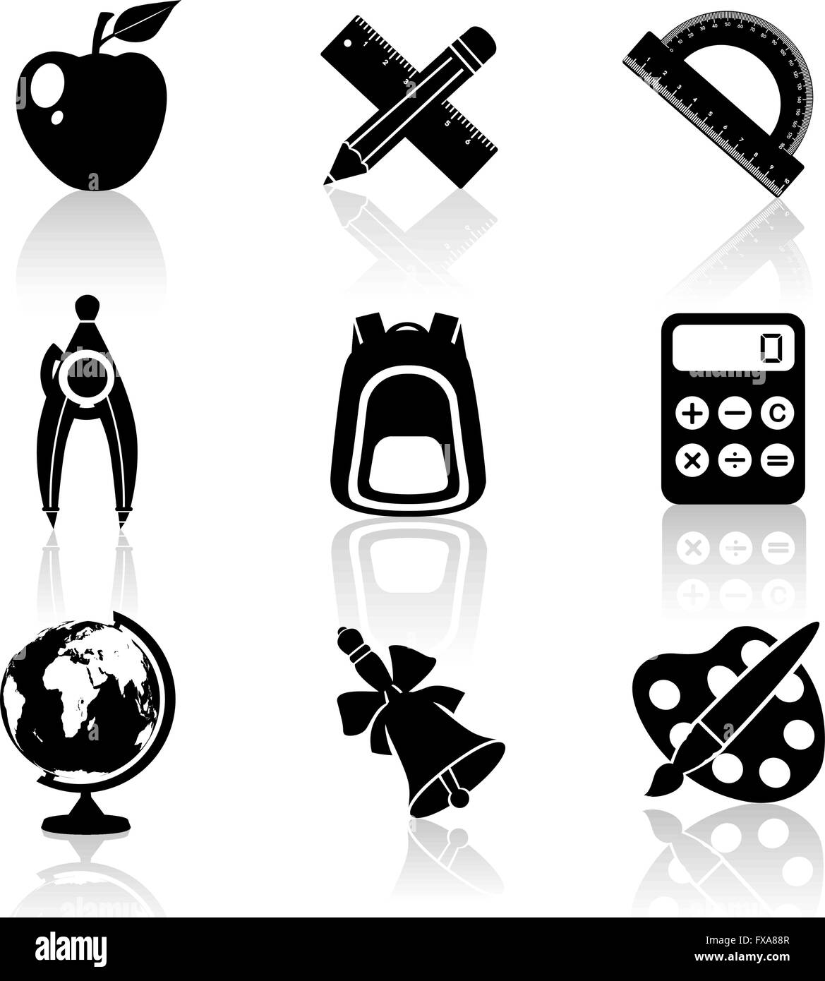 Black School Icons Set Stock Vector Image & Art - Alamy