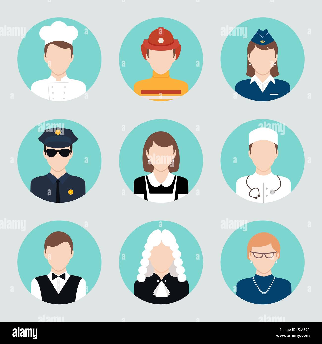 Avatar Flat Icons Set Stock Vector Image & Art - Alamy
