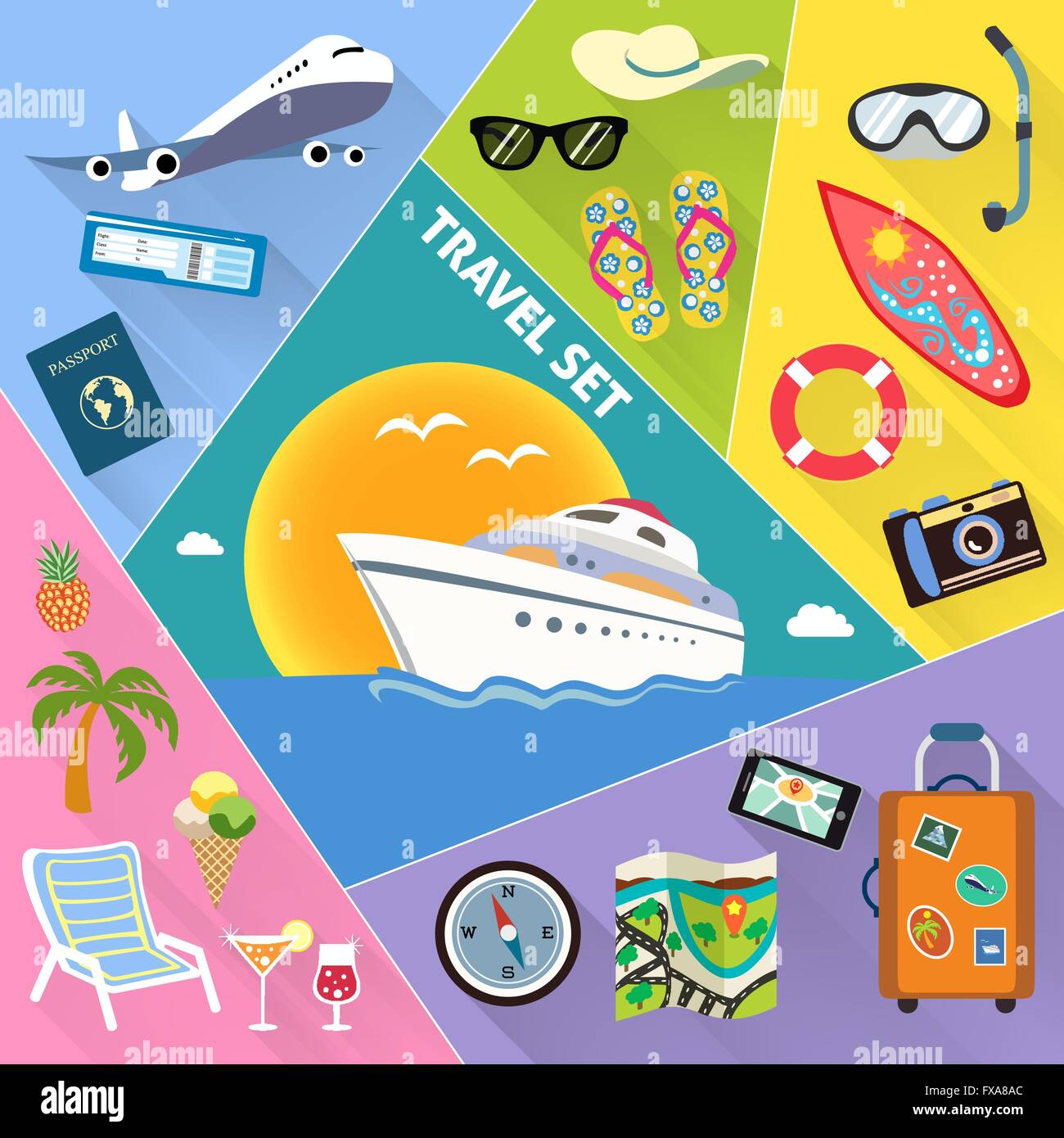 Travel flat icons set Stock Vector Image & Art - Alamy