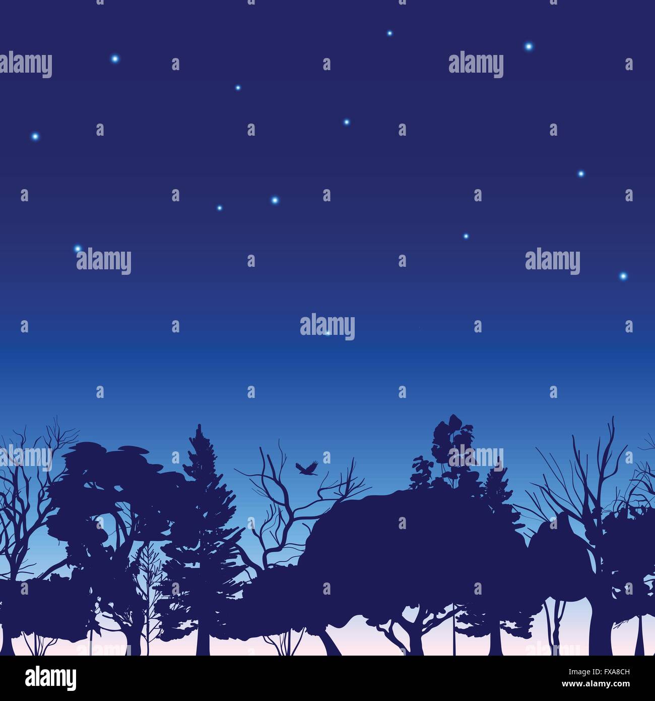 Fotest border trees sketch Stock Vector