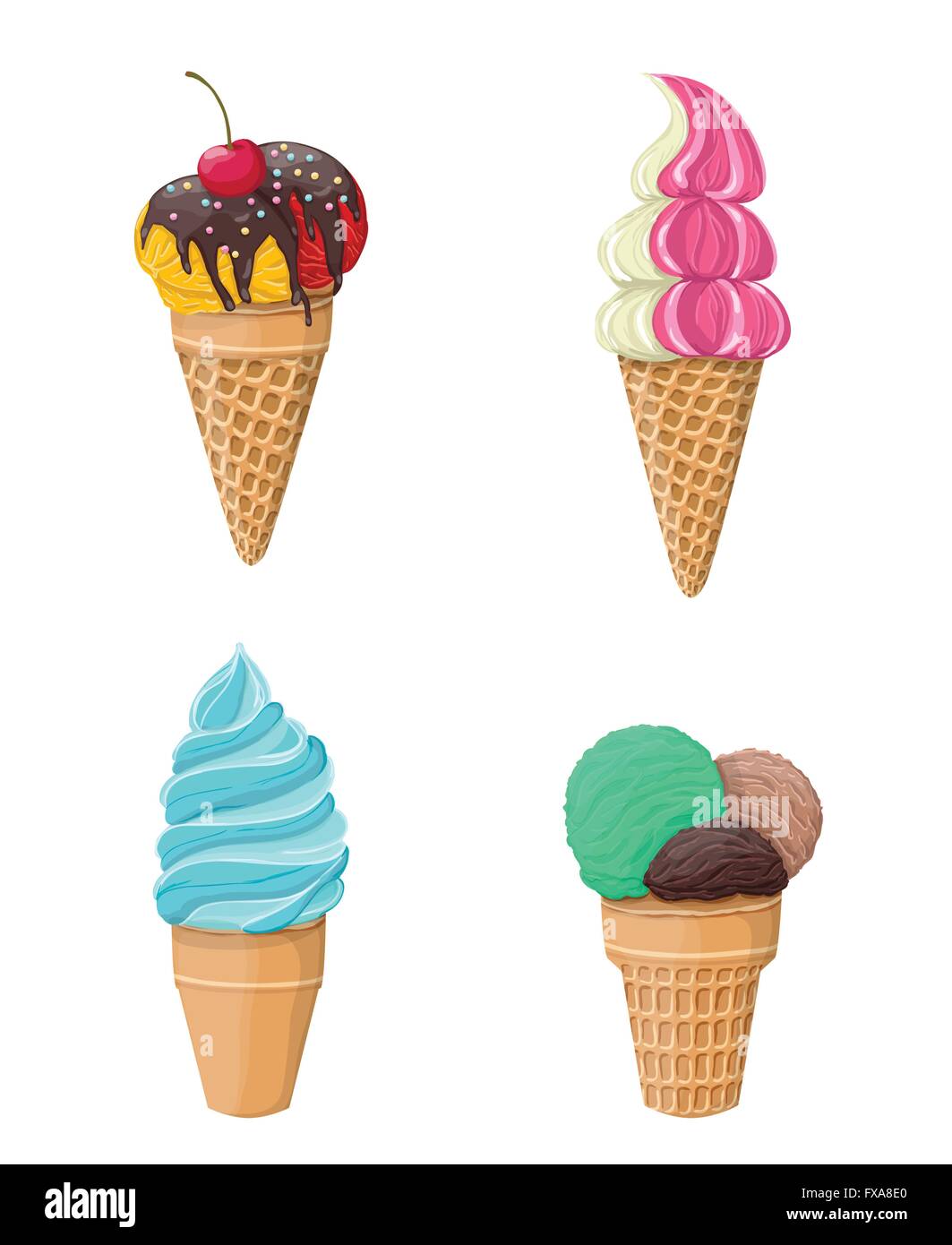 Set of ice-cream isolated on white Stock Vector Image & Art - Alamy