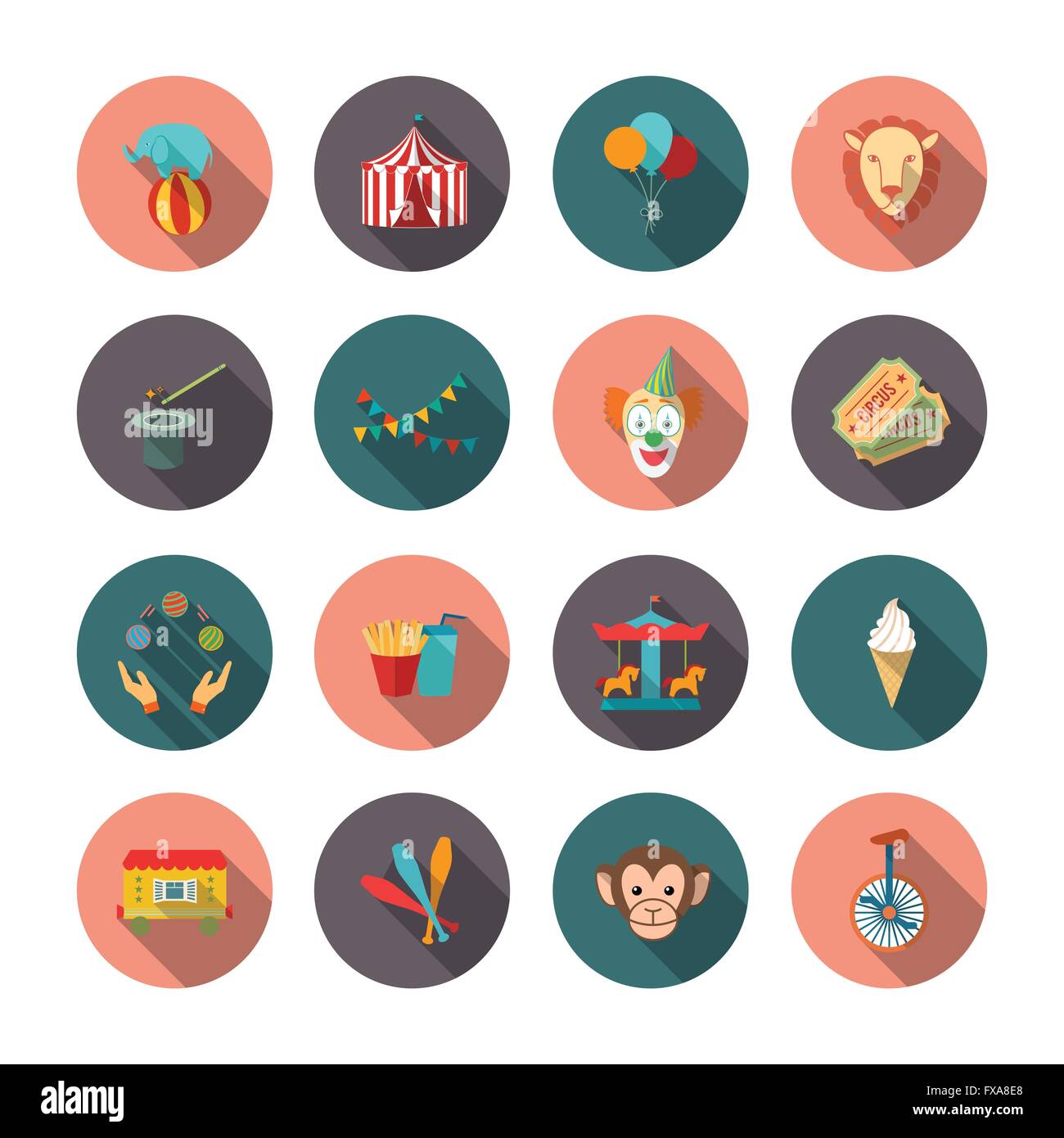 Set of Circus Flat Icons Stock Vector Image & Art - Alamy