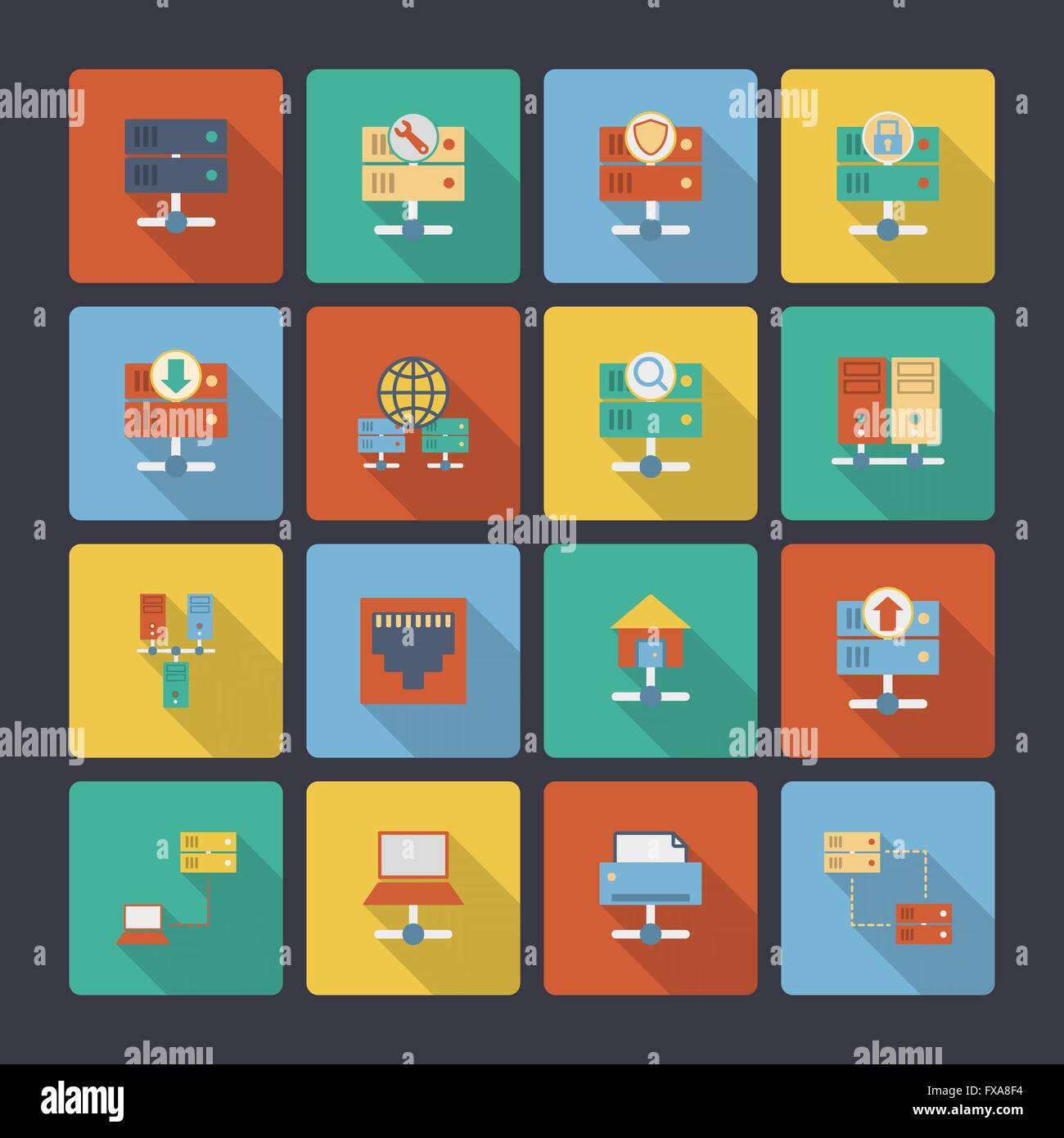 Hosting flat icons Stock Vector Image & Art - Alamy