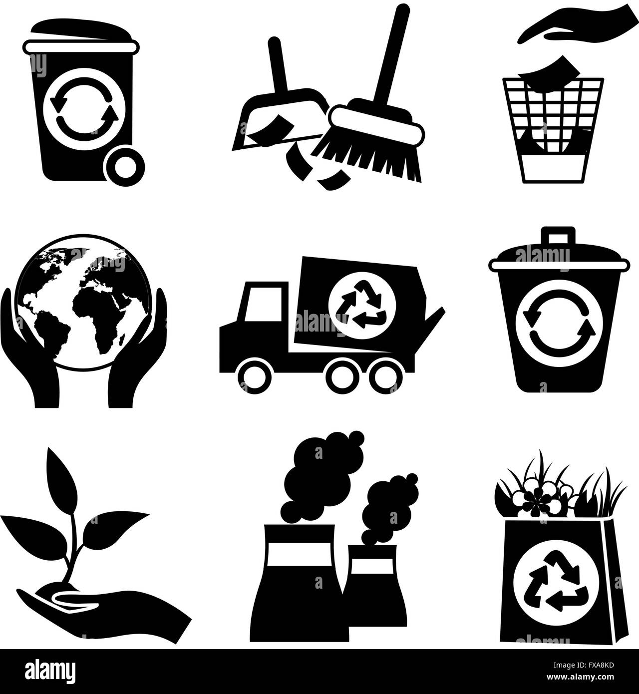 Ecology icon set black and white Stock Vector Image & Art - Alamy
