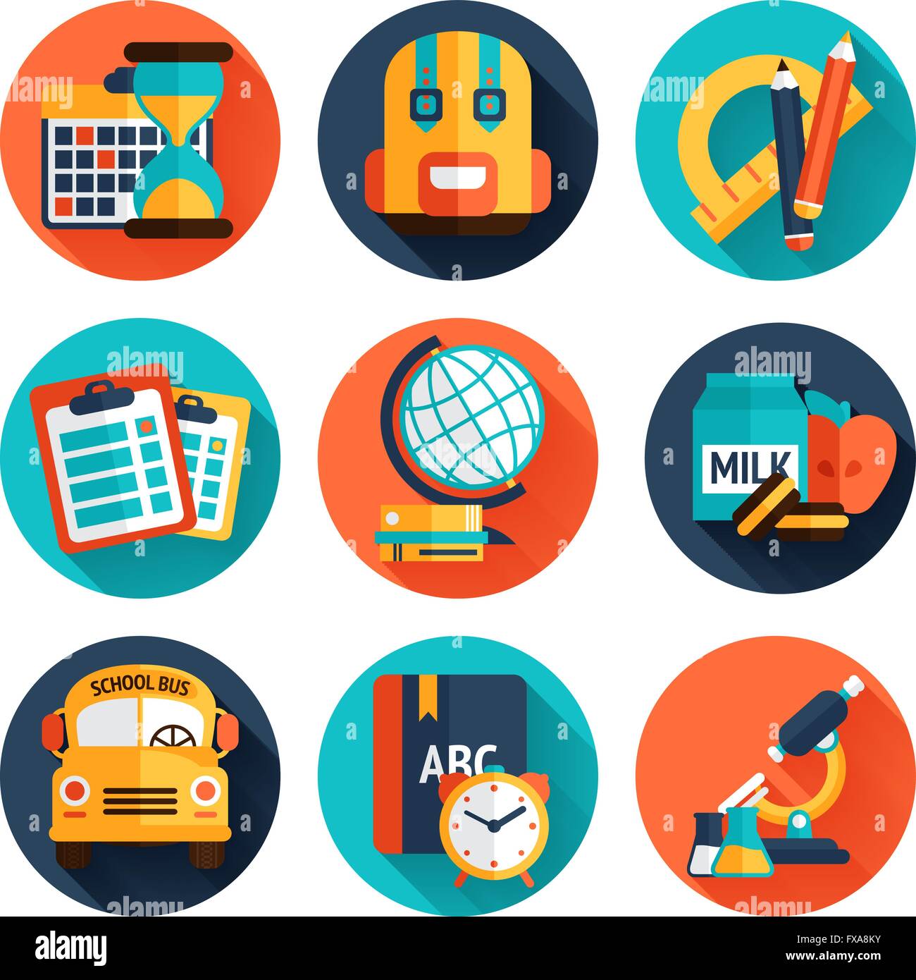 Education Flat Icons Set Stock Vector Image & Art - Alamy