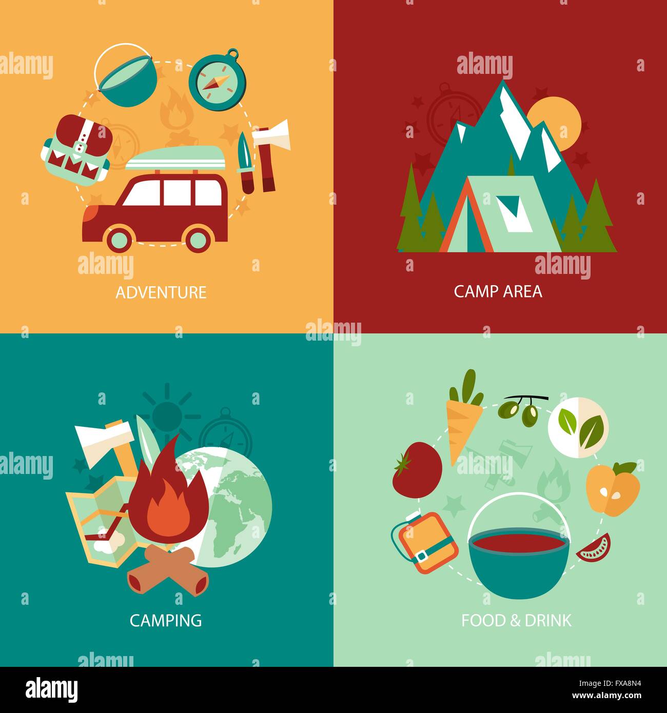 Camping flat icons set Stock Vector Image & Art - Alamy