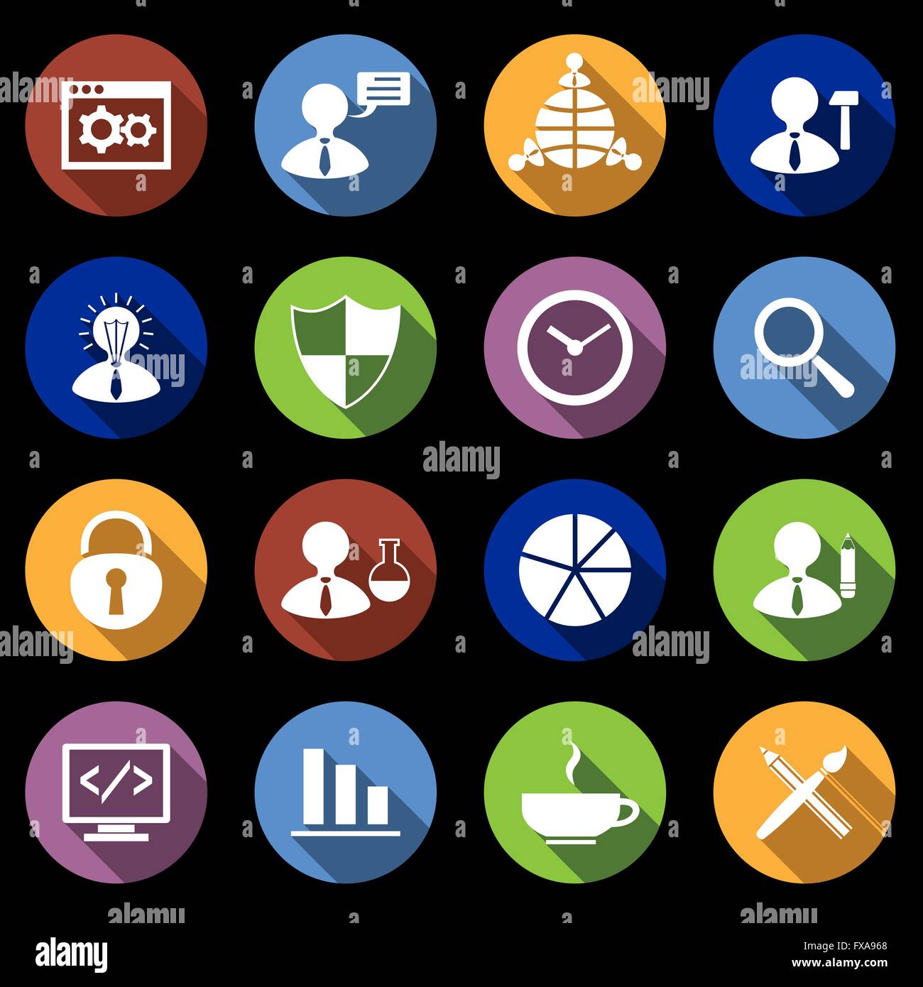 Seo icons flat set hi-res stock photography and images - Alamy