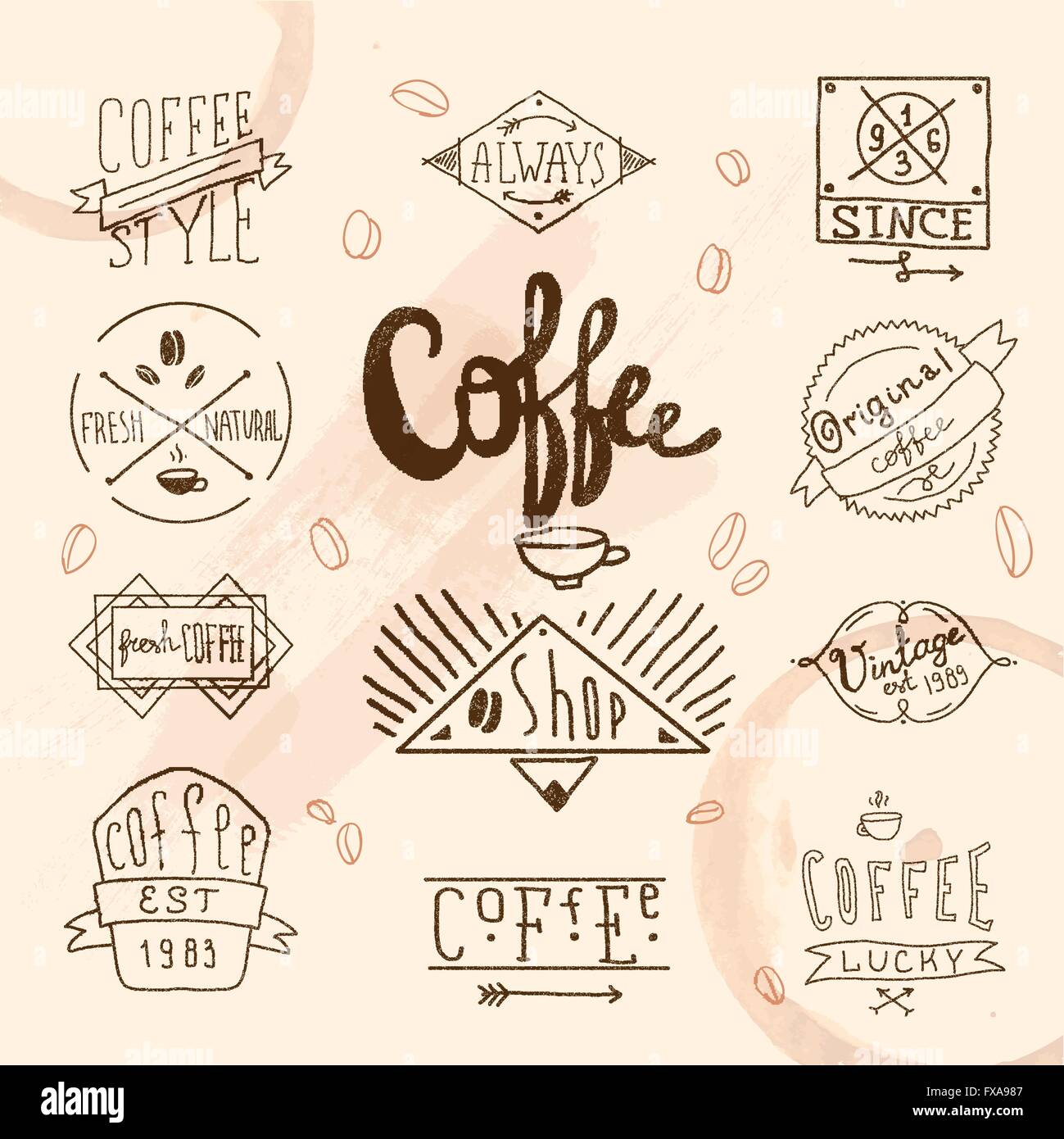 Vintage retro coffee labels Stock Vector Image & Art - Alamy