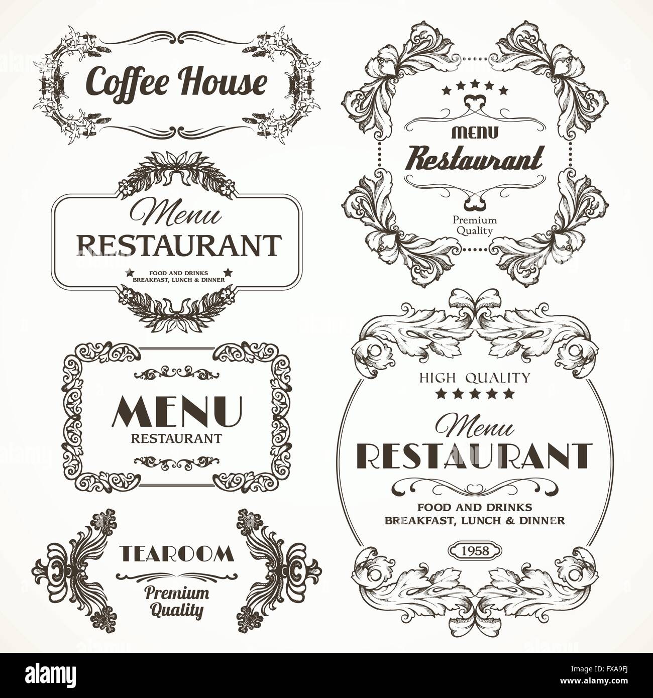 Floral restaurant frames Stock Vector Image & Art Alamy