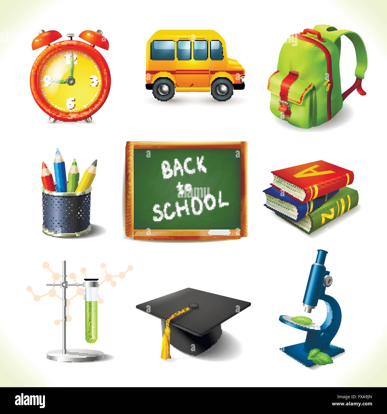 Realistic school education icons set Stock Vector Image & Art - Alamy