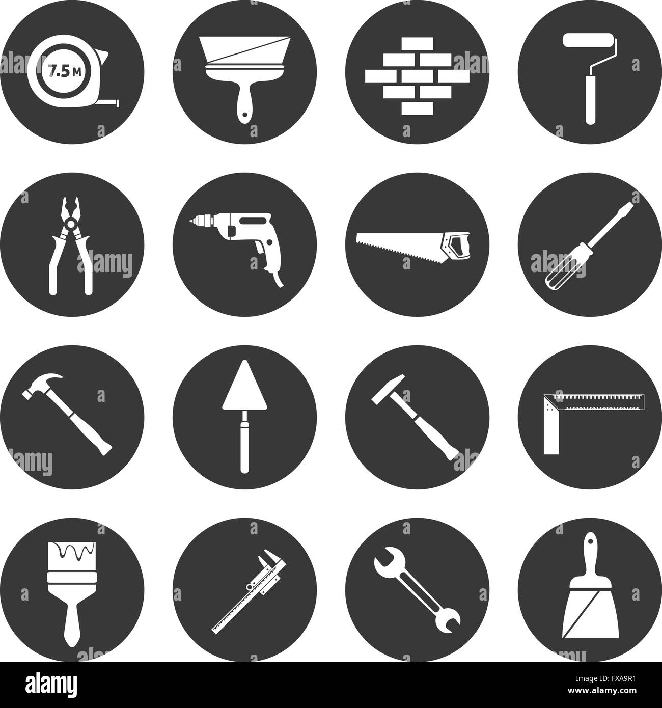 Builder instruments icons black Stock Vector Image & Art - Alamy