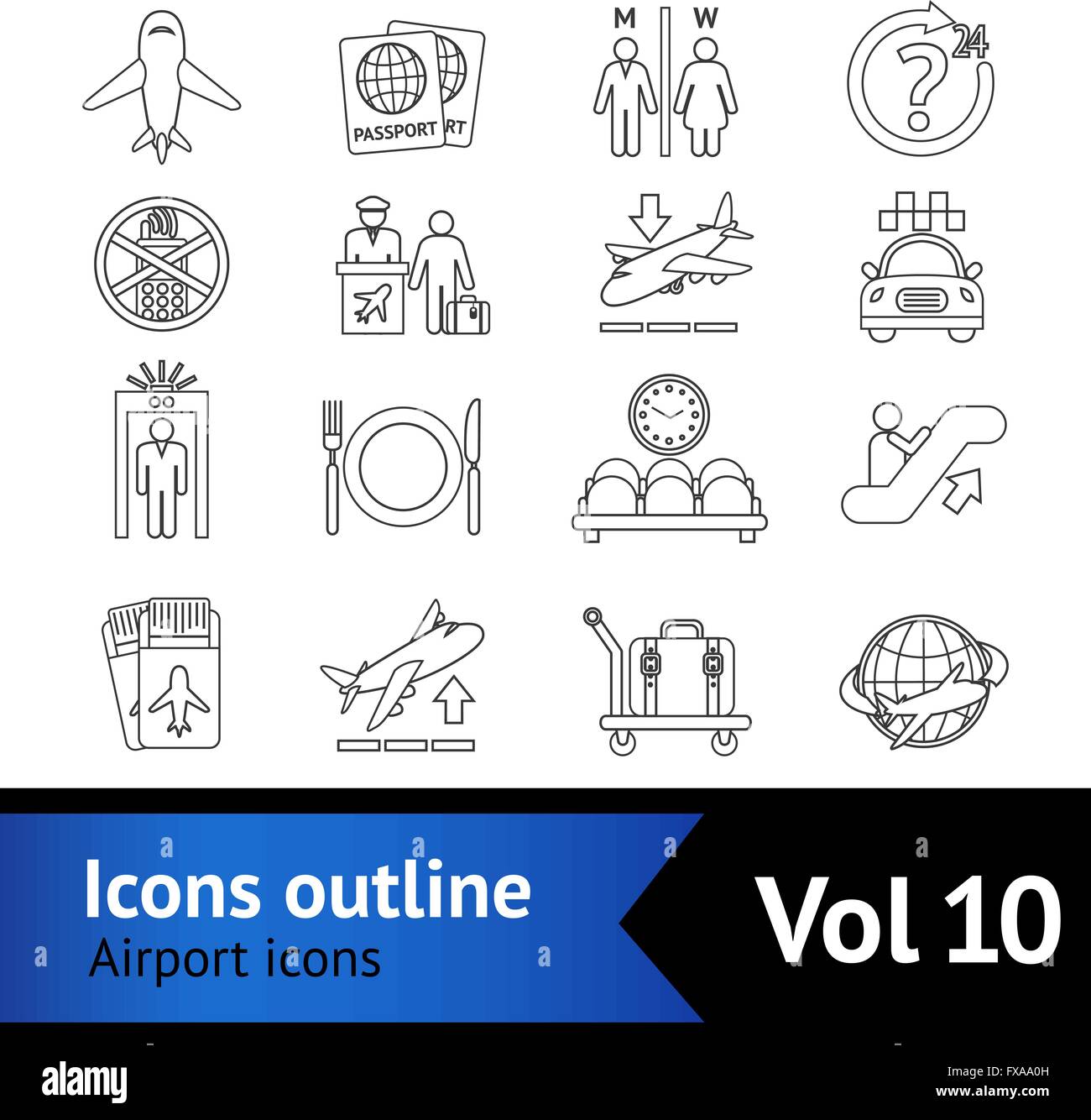 Airport Icons Outline Set Stock Vector Image & Art - Alamy