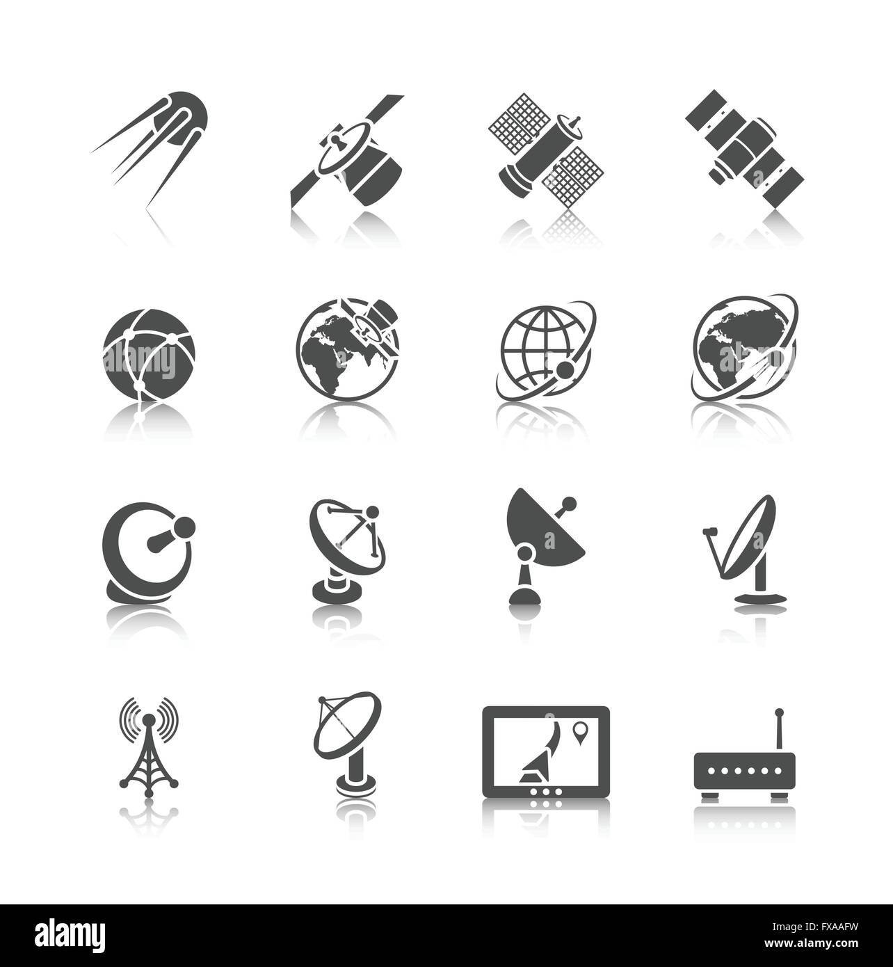 Satellite Icons Set Stock Vector Image & Art - Alamy