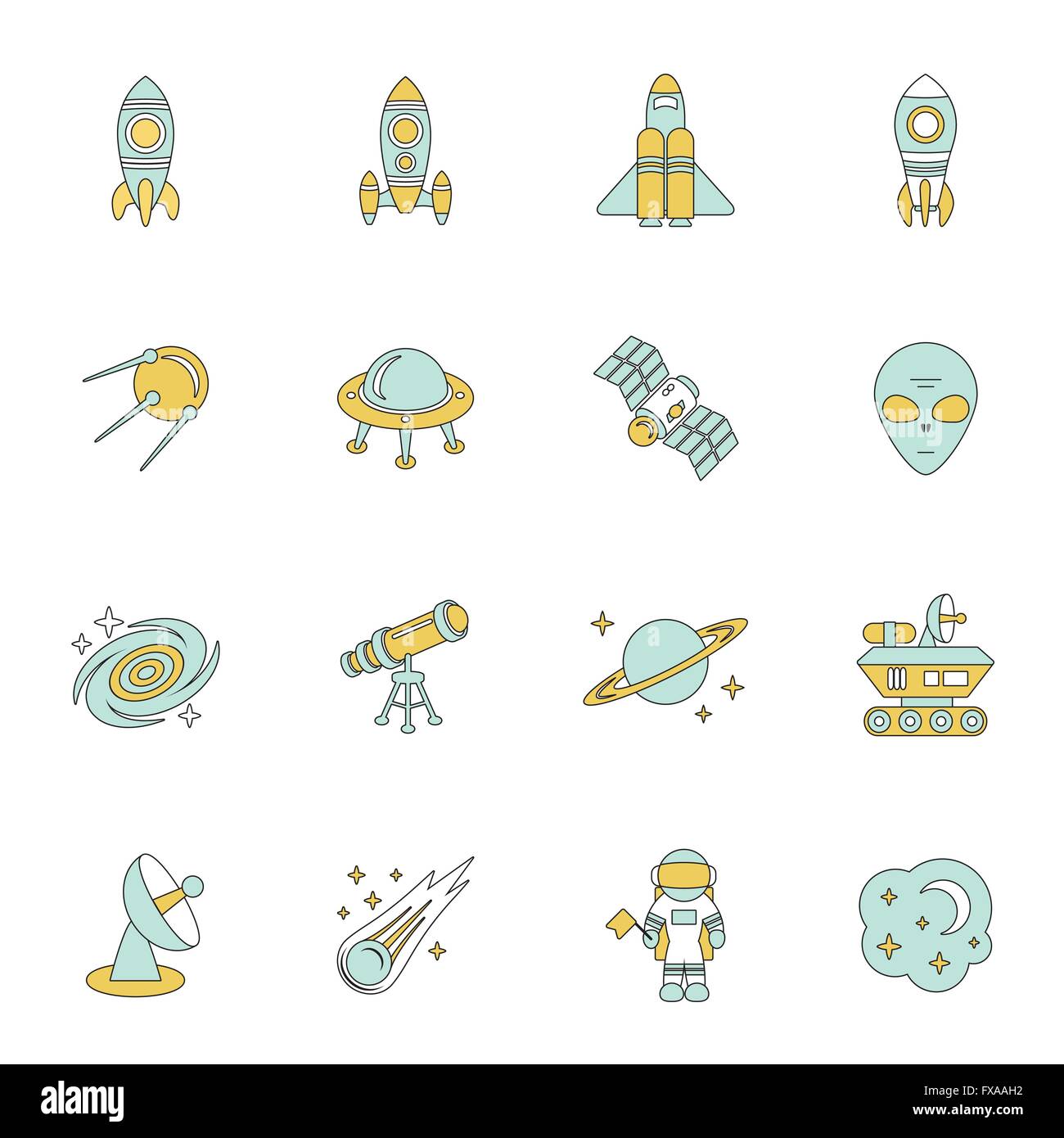 Space Line Icons Set Stock Vector Image & Art - Alamy