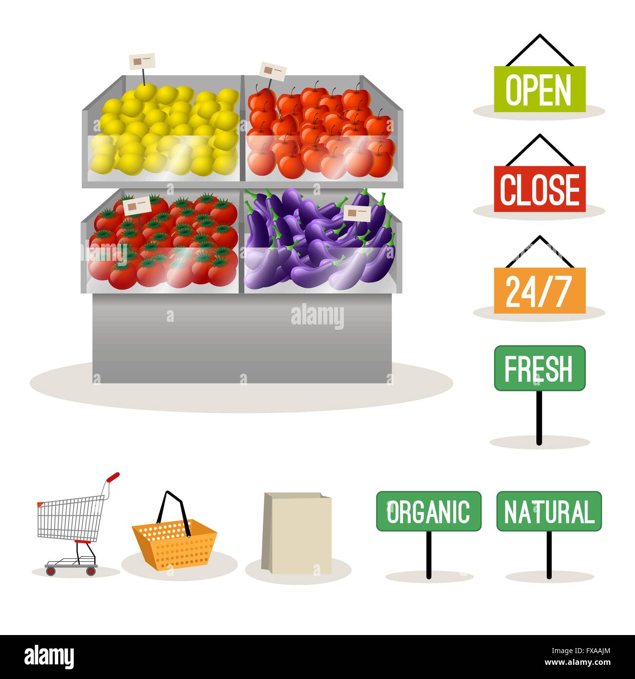 Supermarket fruits vegetables Stock Vector