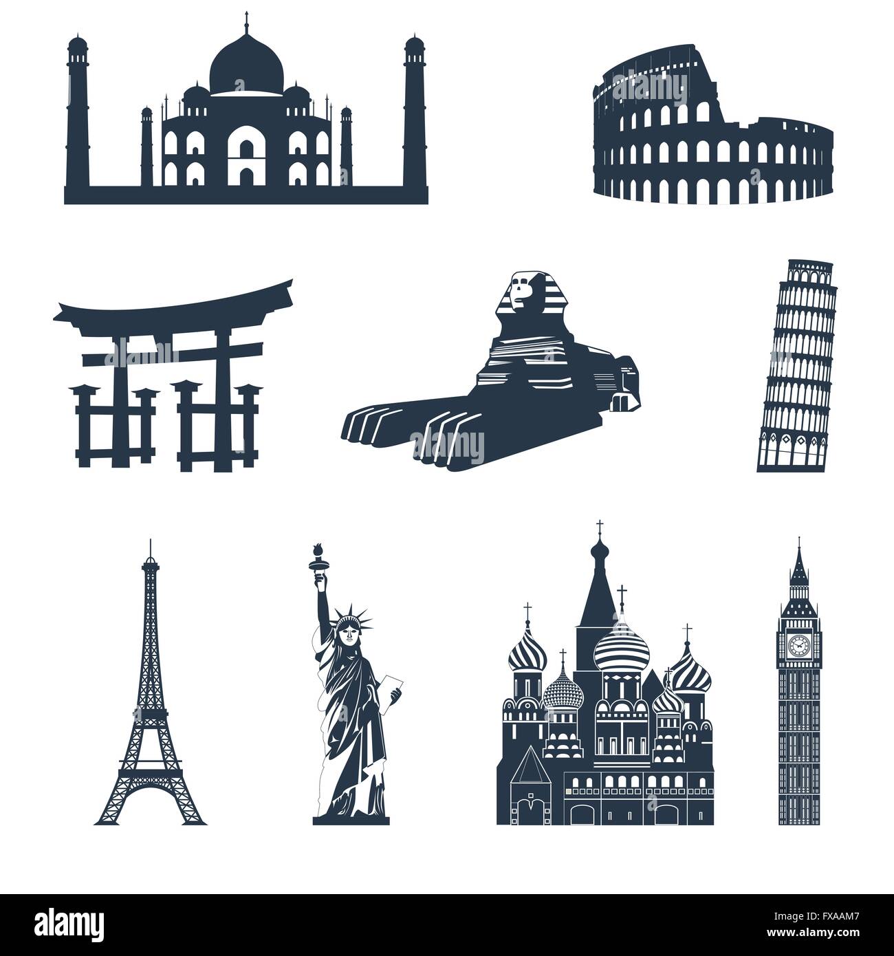 World famous landmarks black Stock Vector Image & Art - Alamy