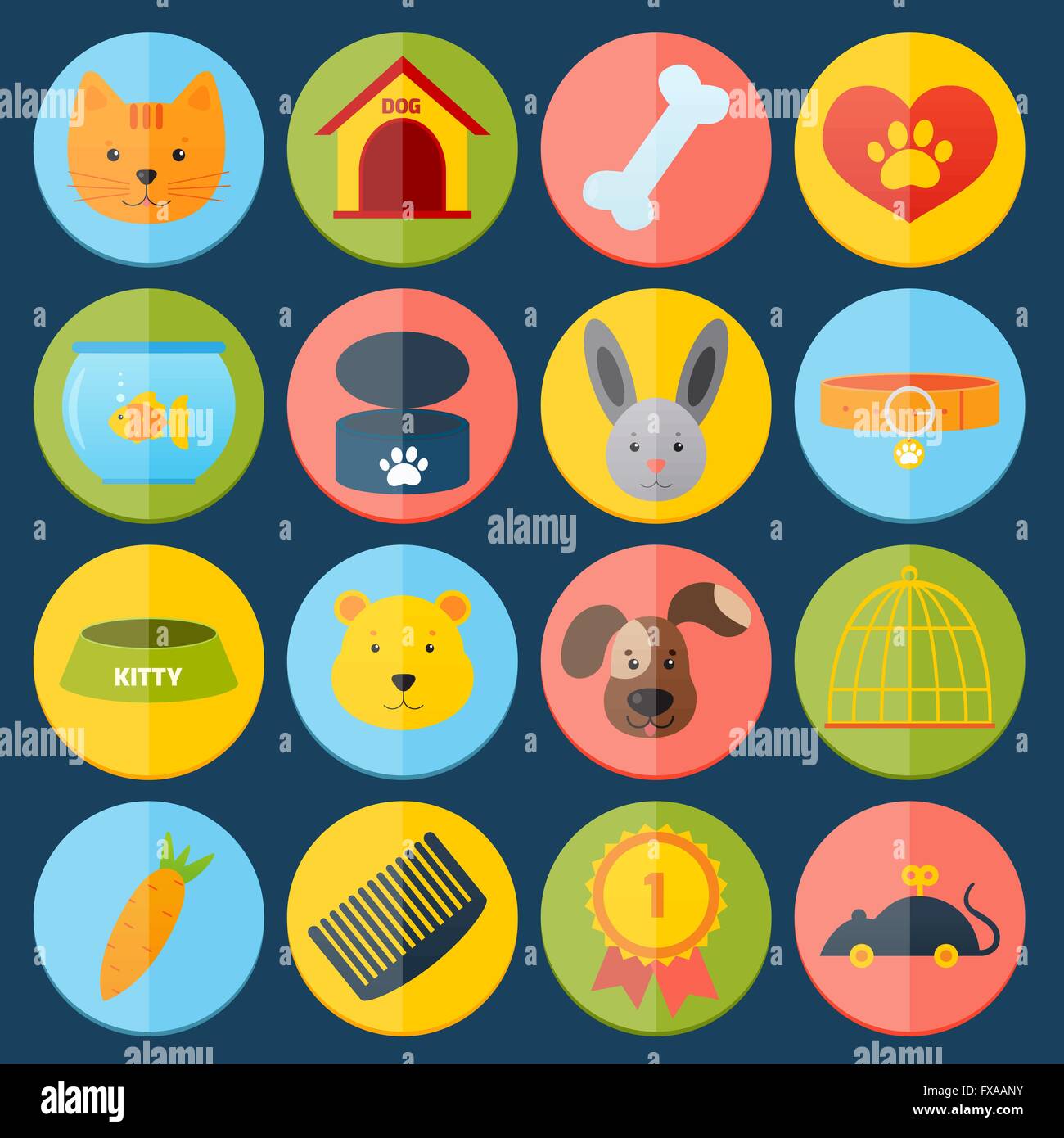 Pets icons set Stock Vector Image & Art - Alamy