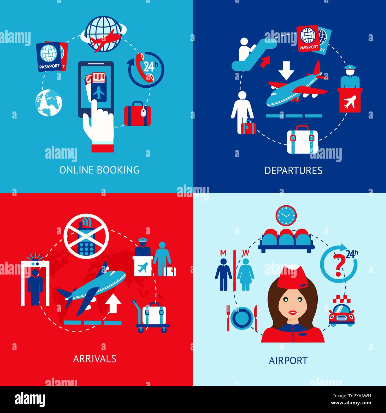 Airport icons flat set Stock Vector Image & Art - Alamy