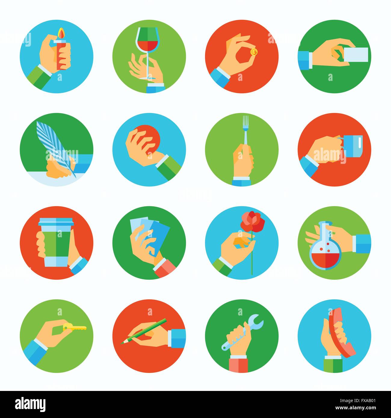 Hand holding objects flat set Stock Vector Image & Art - Alamy