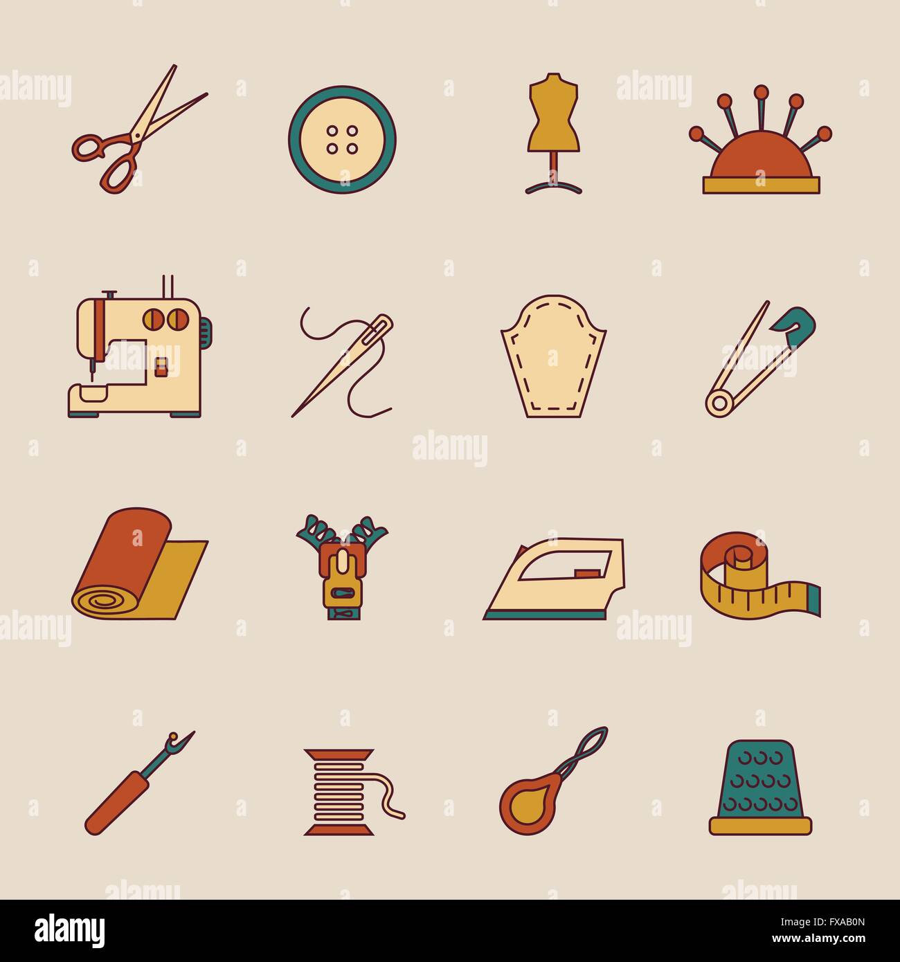 Sewing Equipment Icons Set Stock Vector Image & Art - Alamy