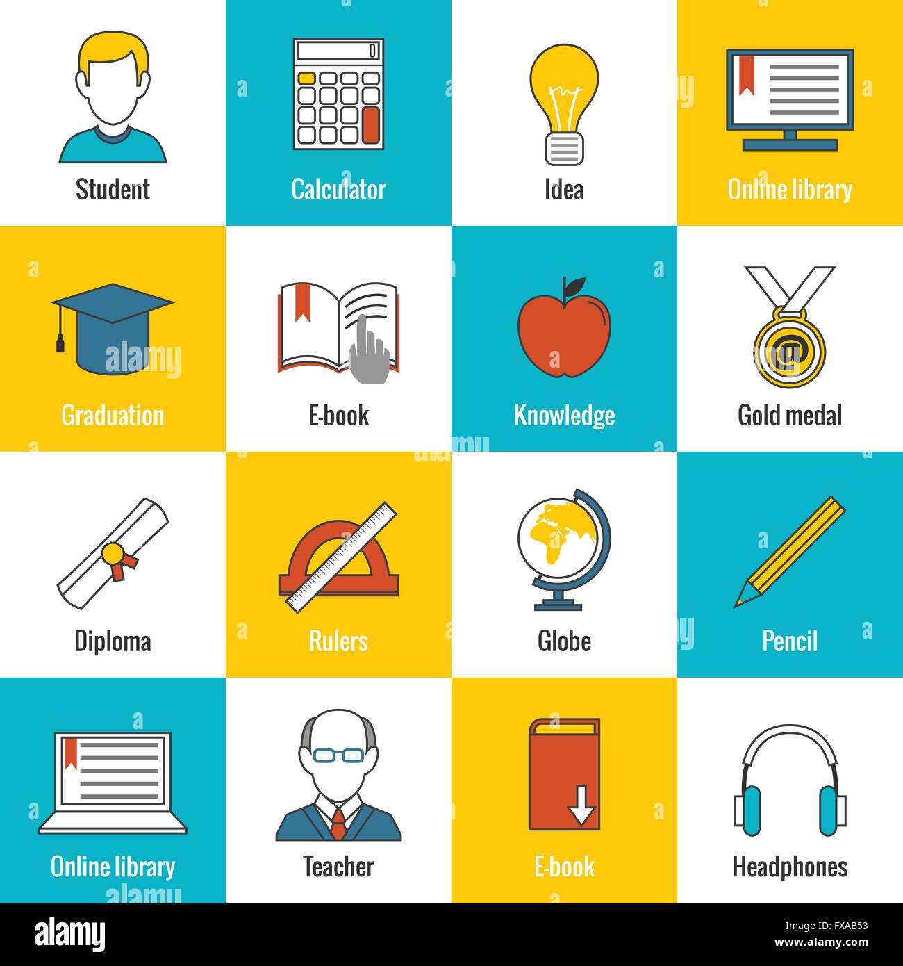 Education Icons Flat Stock Vector Image & Art - Alamy