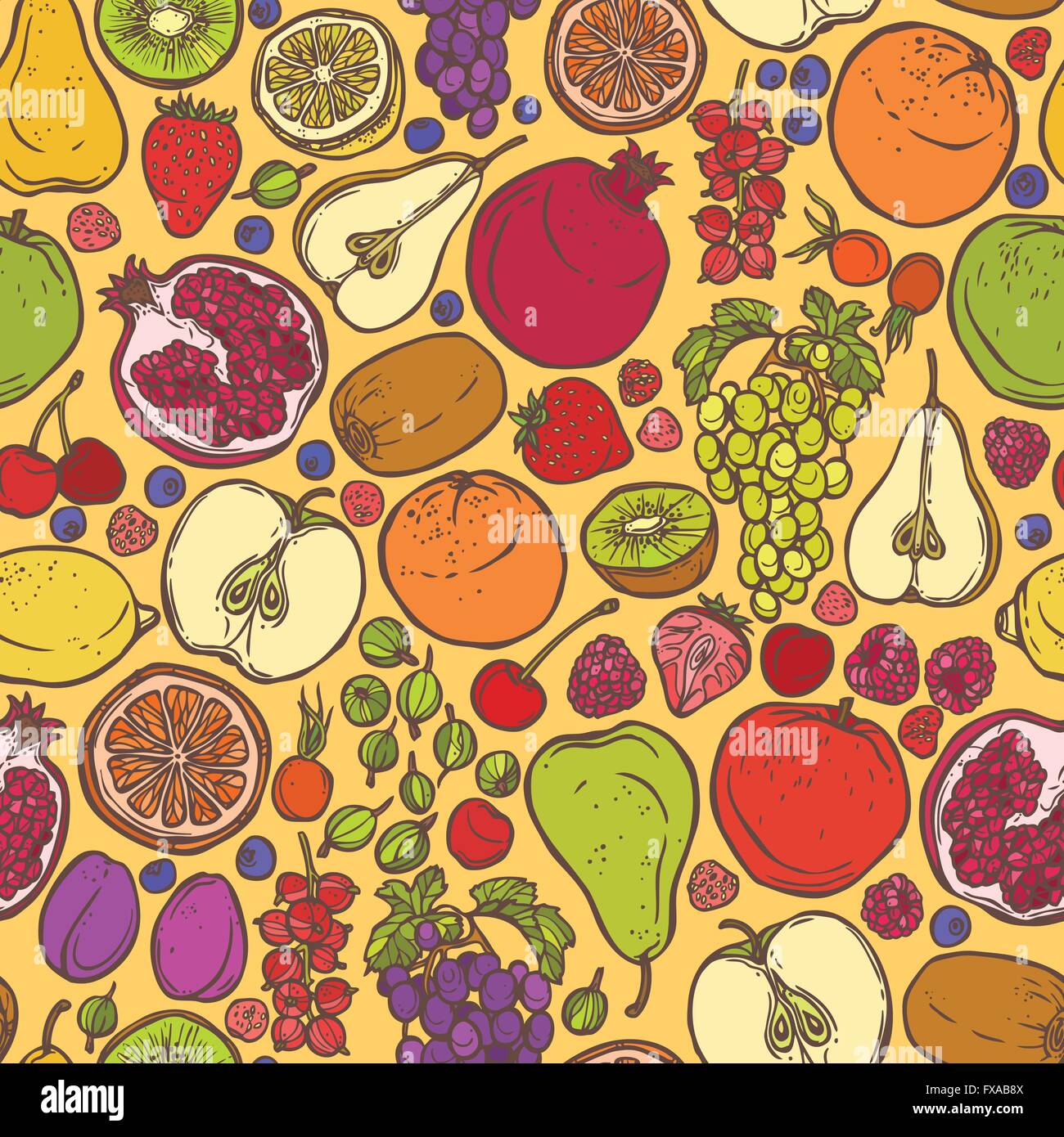 Fruits and berries sketch seamless pattern Stock Vector Image & Art - Alamy