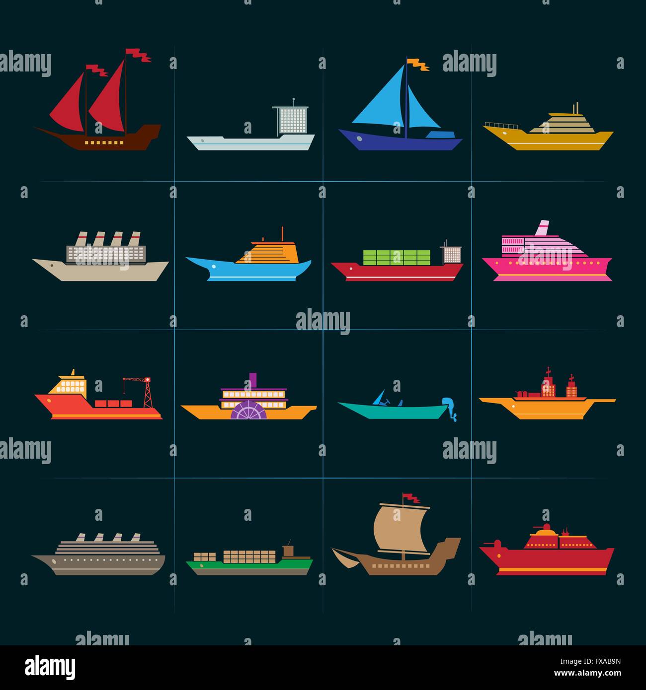Ship and boats icons set Stock Vector Image & Art - Alamy