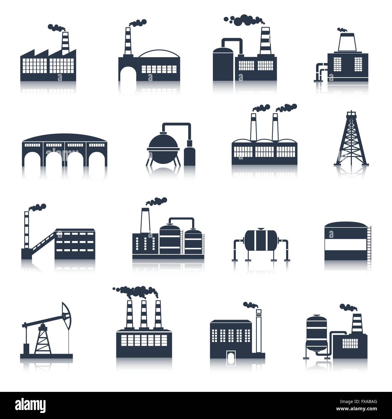 Industrial building icons black Stock Vector Image & Art - Alamy