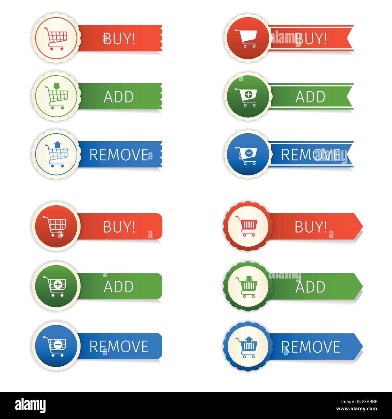 Cart Button Sticker Shopping cart stickers set Stock Vector Image & Art - Alamy