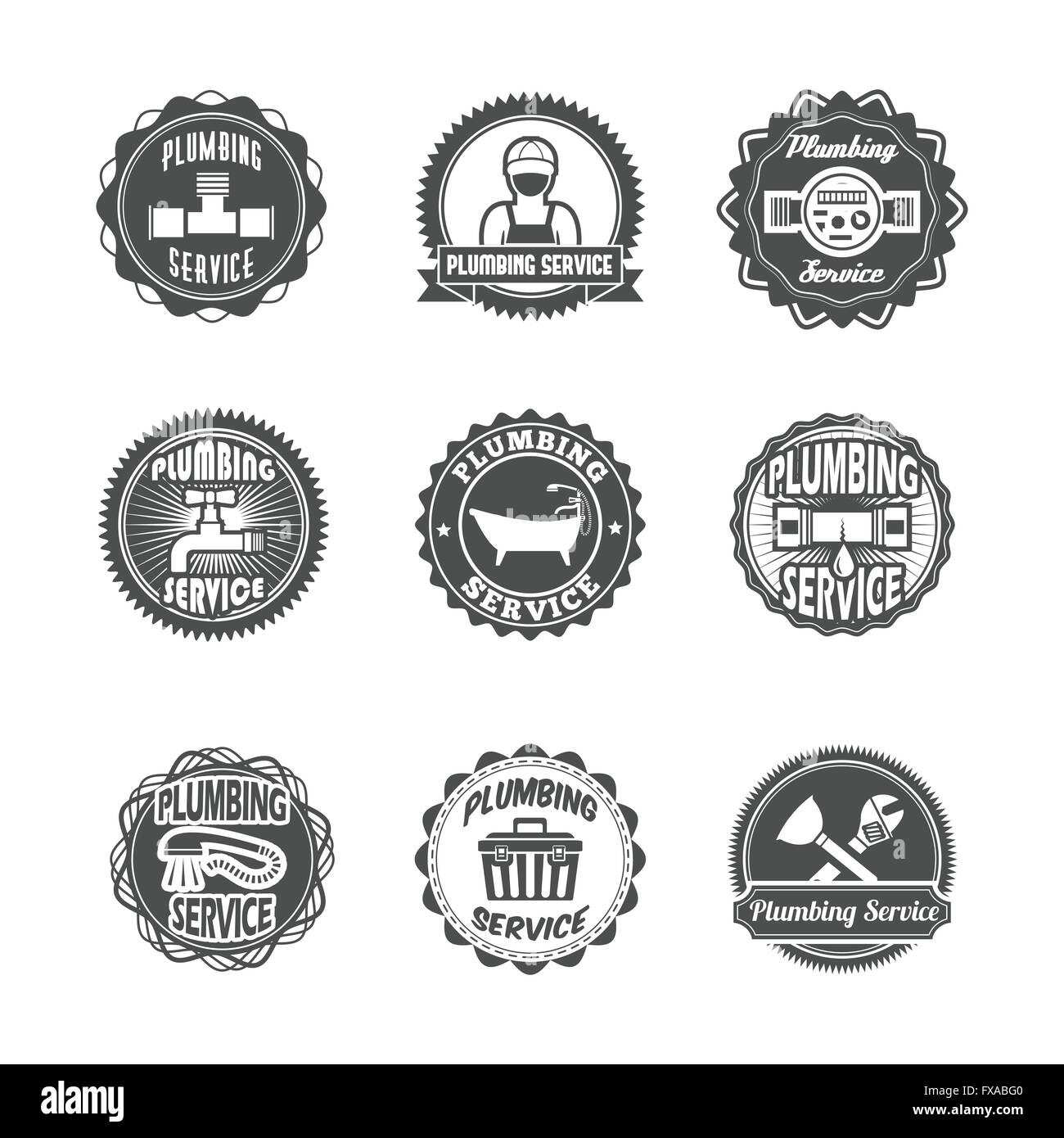 Plumbing service labels Stock Vector Image & Art Alamy